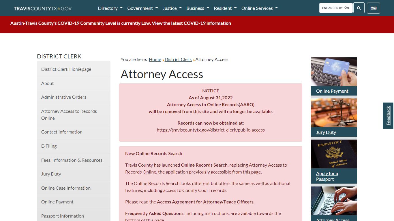 Attorney Access - Travis County, Texas
